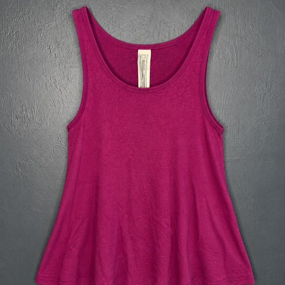 Free People Purple Ribbed Swing Tank Top Size Large Boho Layering Top